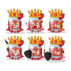 A Charismatic King glass of sangria cartoon character wearing a gold crown