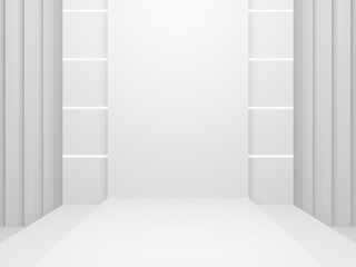 3D rendered white geometric stage