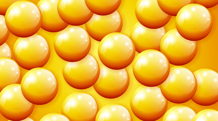 Creative orange soft realistic spheres . 3D yellow colorful balls geometric banner. Modern cover particles design