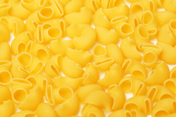 Italian pasta (Gomiti Rigati) on white background