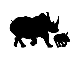 Rhino Silhouette. Isolated Vector Animal Template for Logo Company, Icon, Symbol etc
