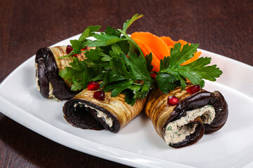 Caucasian cuisine - staffed eggplant roll