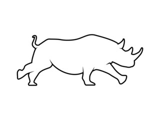 Rhino Silhouette. Isolated Vector Animal Template for Logo Company, Icon, Symbol etc