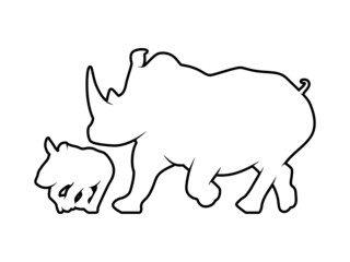 Rhino Silhouette. Isolated Vector Animal Template for Logo Company, Icon, Symbol etc