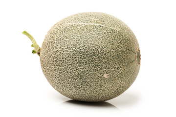 Netted melon on white background