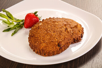 Oats cookies pastry served strawberry