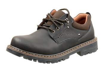 Black leather men shoe on white background