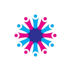 twelve people overlapping family team work diversity logo vector icon illustration