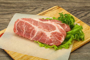 Raw pork meat neck steack