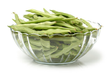 Green kidney bean on white background