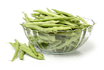 Green kidney bean on white background