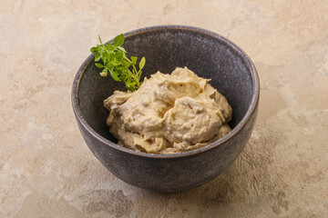 Vegan food - hummus with olive oil