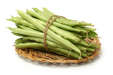 Green kidney bean on white background