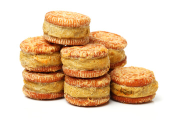 Sandwich biscuits on a white background 