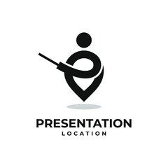 Presentation Location Logo Simple. Pin map + Person Presenting
