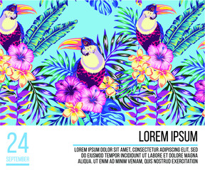 tropical patterns for banners and page and magazine layouts decorated with tropical patterns, tropical patterns in Instagram Stories, social media design decorated with palm leaves, tropical flowers a