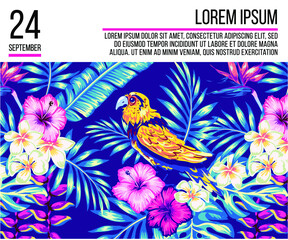 tropical patterns for banners and page and magazine layouts decorated with tropical patterns, tropical patterns in Instagram Stories, social media design decorated with palm leaves, tropical flowers a