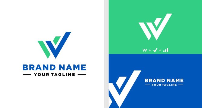 LETTER W AND CHECK LOGO INVESTMENT EDITABLE