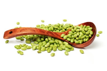 Green soy beans on white background 