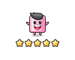 the illustration of customer best rating, marshmallow cute character with 5 stars