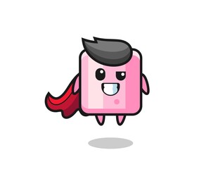 the cute marshmallow character as a flying superhero