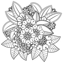 Mehndi flower decorative ornament in ethnic oriental style. doodle ornament. outline hand draw illustration. coloring book page.