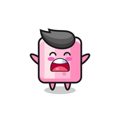 cute marshmallow mascot with a yawn expression