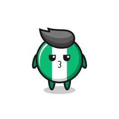 the bored expression of cute nigeria flag badge characters