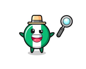 illustration of the nigeria flag badge mascot as a detective who manages to solve a case