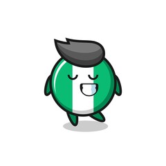nigeria flag badge cartoon illustration with a shy expression