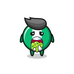 the cute nigeria flag badge character with puke