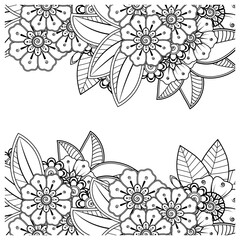 Mehndi flower decorative ornament in ethnic oriental style. doodle ornament. outline hand draw illustration. coloring book page.