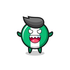 illustration of evil nigeria flag badge mascot character