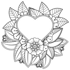 Mehndi flower decorative ornament in ethnic oriental style. doodle ornament. outline hand draw illustration. coloring book page.