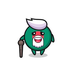 cute bangladesh flag badge grandpa is holding a stick