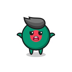 bangladesh flag badge mascot character saying I do not know