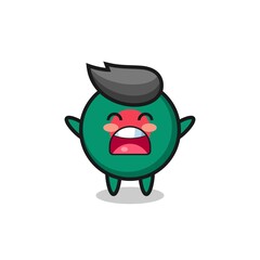 cute bangladesh flag badge mascot with a yawn expression