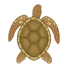 Cartoon sea turtle on a white background, environment concept, flat design, vector illustration.