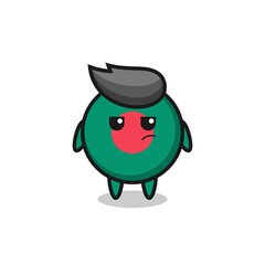cute bangladesh flag badge character with suspicious expression