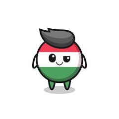hungary flag badge cartoon with an arrogant expression