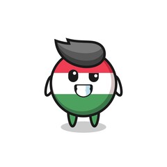 cute hungary flag badge mascot with an optimistic face