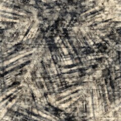 Seamless abstract print of botanical leaf shadows over abstract surface design. High quality illustration. Tropical palm leaves showing in the negative space between sunlight rays overlaid on design.