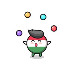 the hungary flag badge circus cartoon juggling a ball