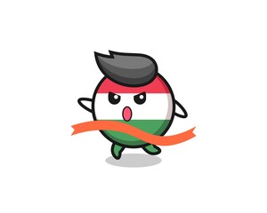 cute hungary flag badge illustration is reaching the finish