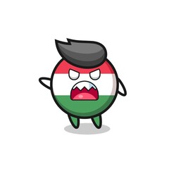 cute hungary flag badge cartoon in a very angry pose