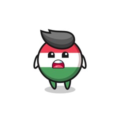 hungary flag badge illustration with apologizing expression, saying I am sorry