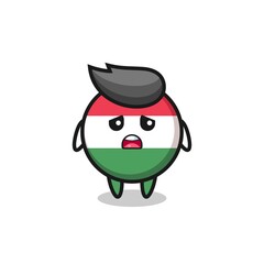 disappointed expression of the hungary flag badge cartoon