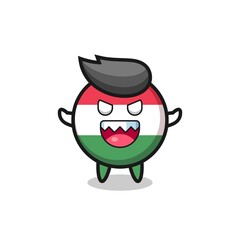 illustration of evil hungary flag badge mascot character