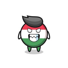 evil expression of the hungary flag badge cute mascot character