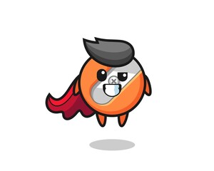 the cute pencil sharpener character as a flying superhero